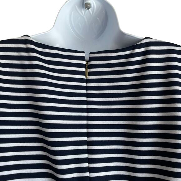 Draper James Sheath Women Dress 2X Navy White Stripe Knee Length Coastal Preppy - Picture 4 of 10